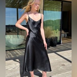 Oak + fort midi slip dress black sz XS